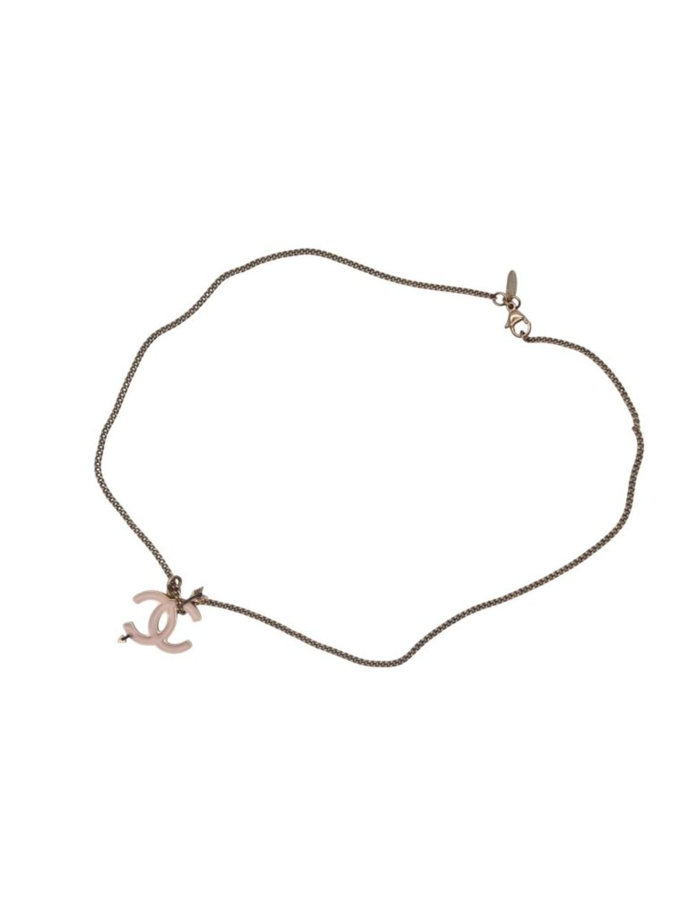 Chanel CC Logo Necklace 10 Gold Pink Metal